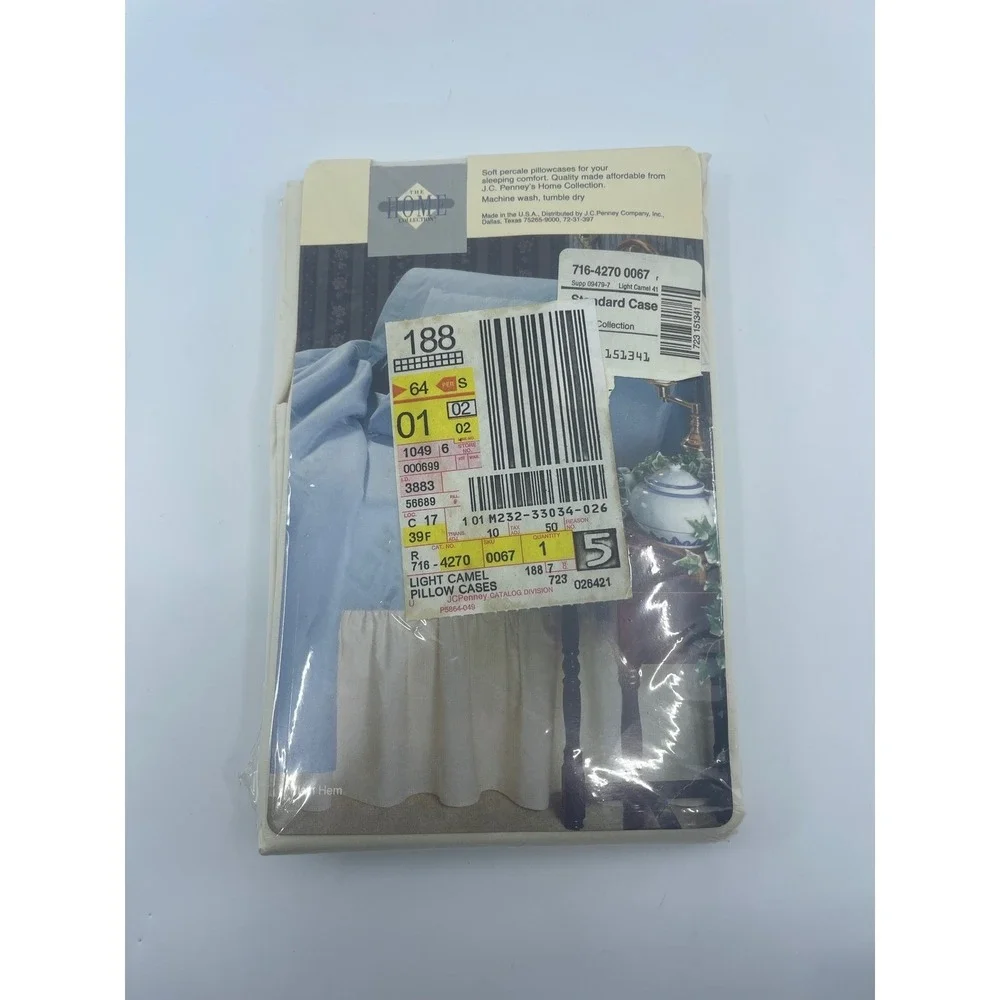 JCPenney Home Collection 2 Standard Pillowcases Light Camel 180TC Percale USA